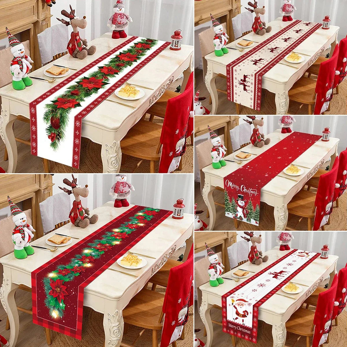 Christmas Table Runner Cloth Merry Christmas Table Decor for Home