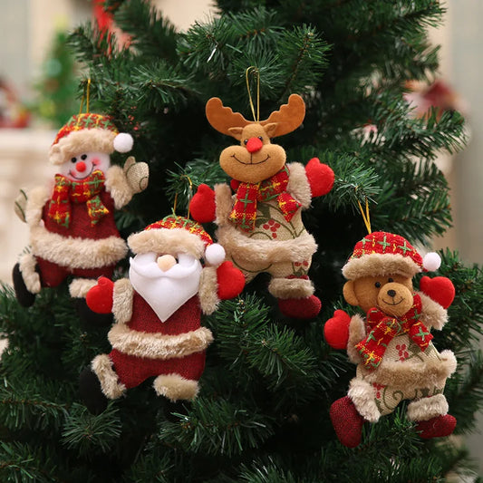 Merry Christmas Plush Doll Ornaments Santa Claus Snowman Elk Pendant Xmas Tree Hanging Decorations Festive Party New Year Decor