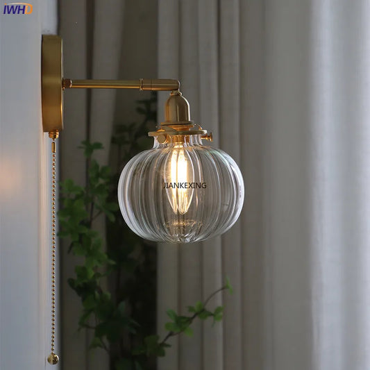 Pull Chain Modern New Wall Lamp Sconce Beside Bedroom Bathroom Mirror Stair Light Glass Ball Wandlamp Luminaira Lighting