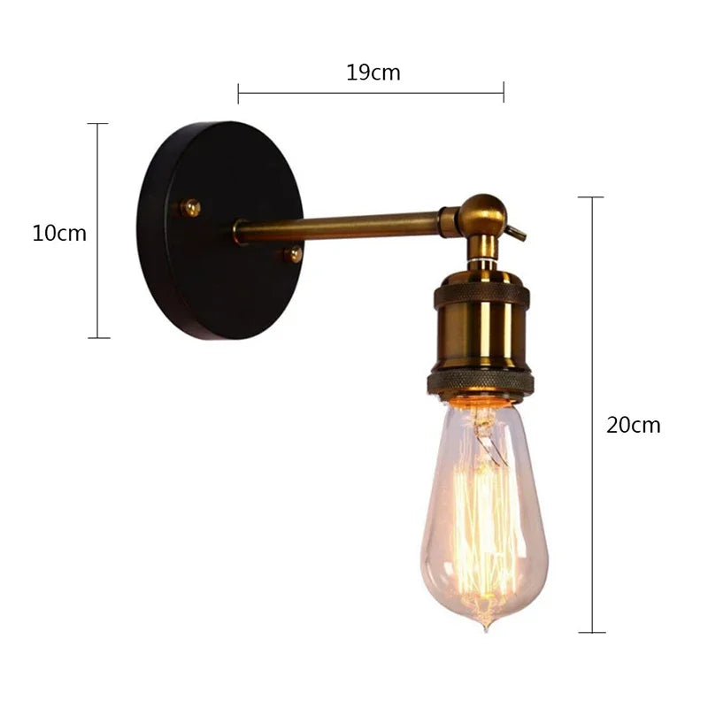 American industrial retro wall lamp Single-head adjustable angle Wall light for bedside living room decor indoor led lighting