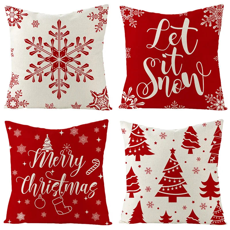 Christmas Red  Collection Pillowcase Holiday Home Decor Cushion  Cover  Aesthetics