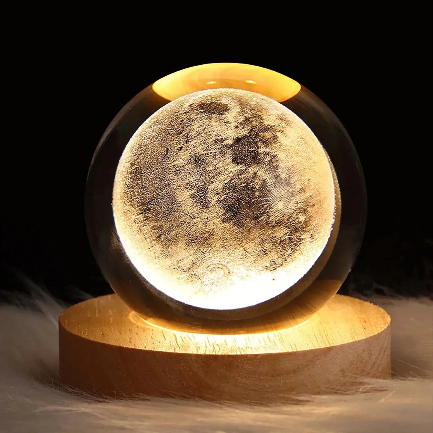 Unique 3D Crystal Ball Lamp with Galaxy and Planetary Projections USB Night Light