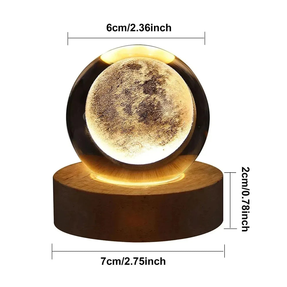 Unique 3D Crystal Ball Lamp with Galaxy and Planetary Projections USB Night Light