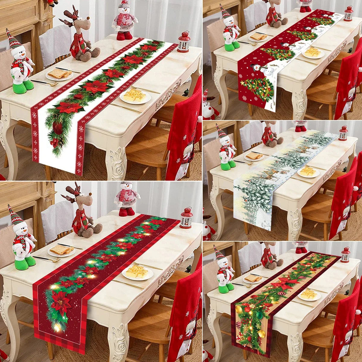 Christmas Table Runner Cloth Merry Christmas Table Decor for Home