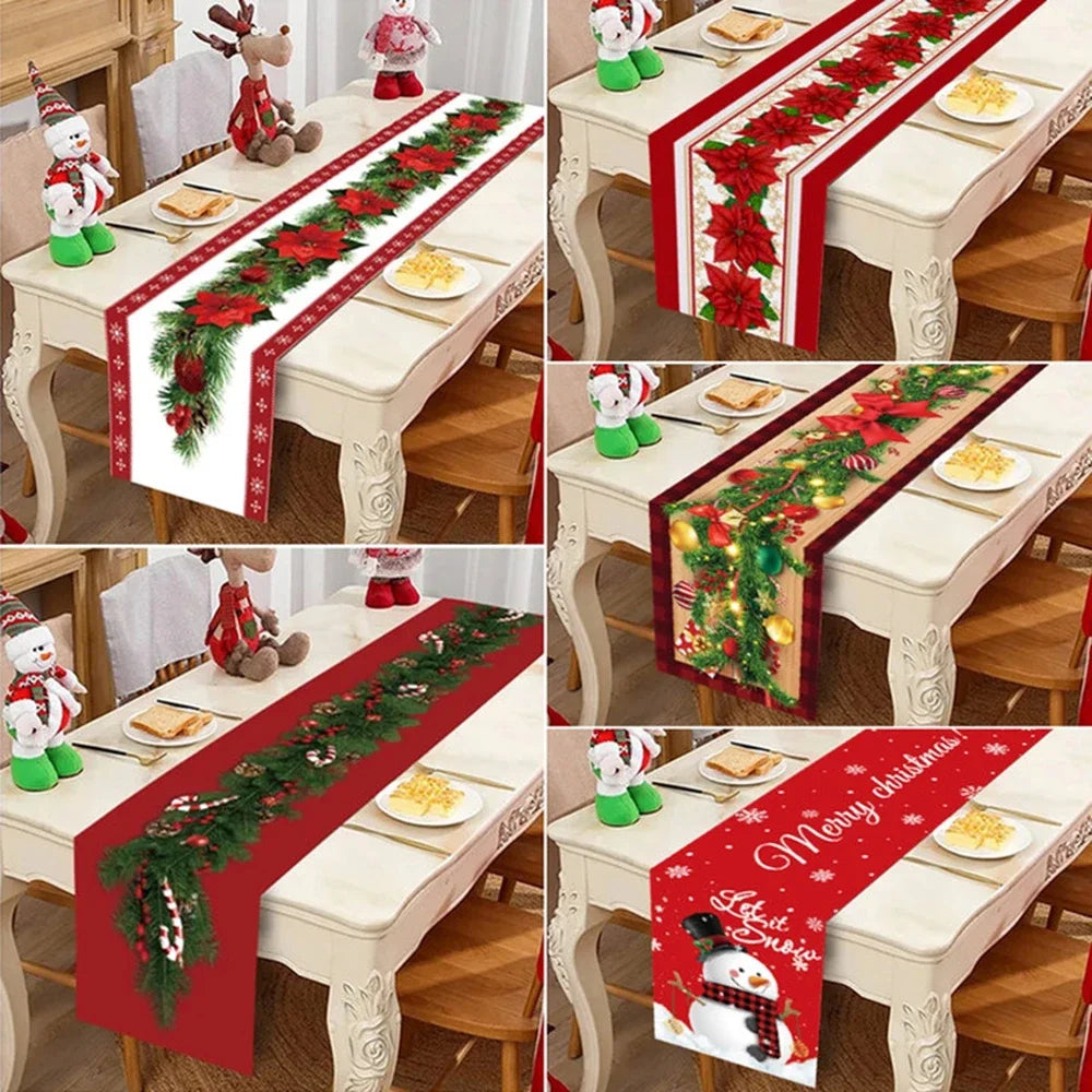 Christmas Table Runner Cloth Merry Christmas Table Decor for Home