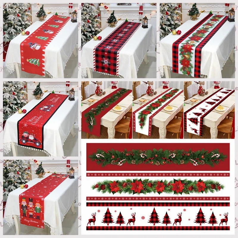 Christmas Table Runner Cloth Merry Christmas Table Decor for Home