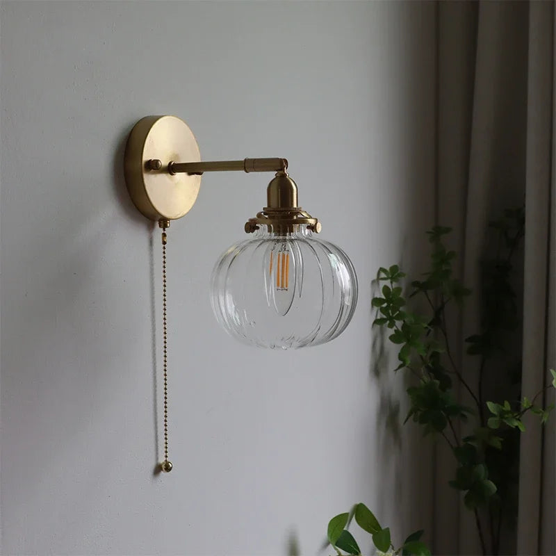 Pull Chain Modern New Wall Lamp Sconce Beside Bedroom Bathroom Mirror Stair Light Glass Ball Wandlamp Luminaira Lighting